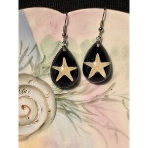 Starfish Resin Teardrop Earrings With Stainless Steel Hooks